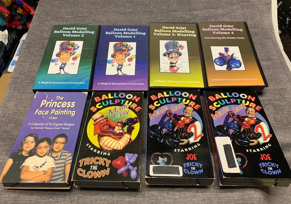 Vintage Balloon Twisting & Face Painting VHS Tapes for Clowns Performers Artists
